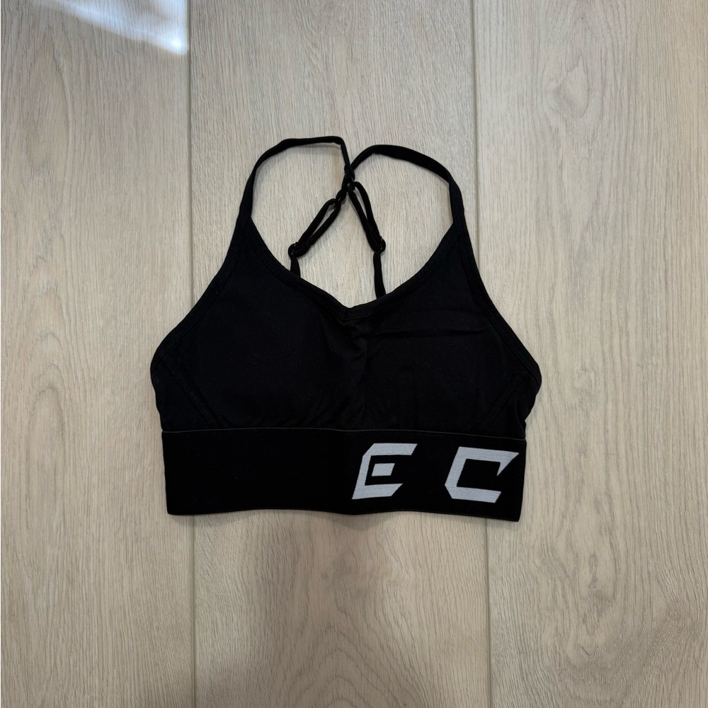 ECHT Black Sports Bra with White Logo